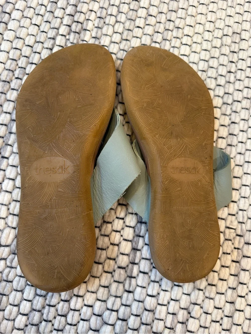 The Sak Women’s Leather Thong Sandal in Sage and Tan